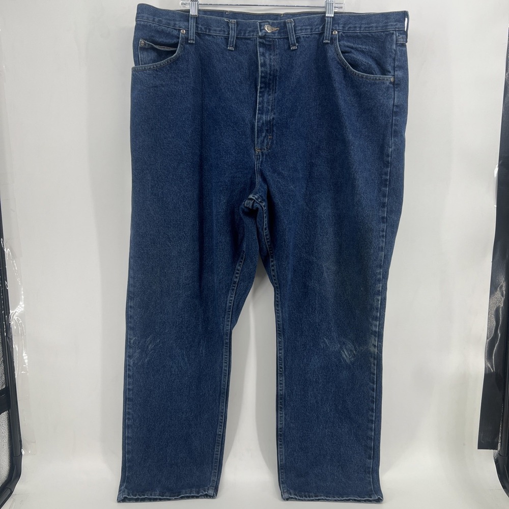 Vintage Wrangler 48x32 Blue Wash Straight Leg Relaxed Fit 100% Cotton Jeans 80s